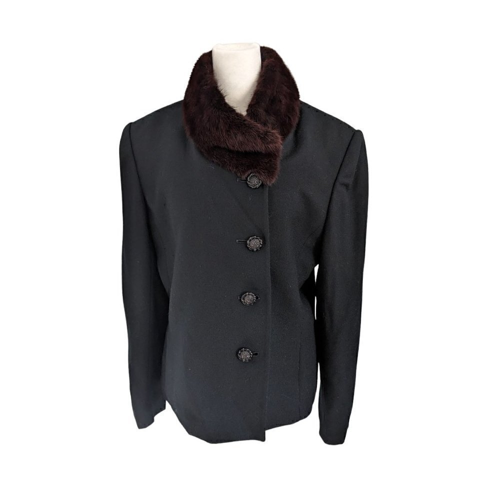 Vintage 1970s Herbert Grossman Wool and Fur Button Up Jacket Size M/L